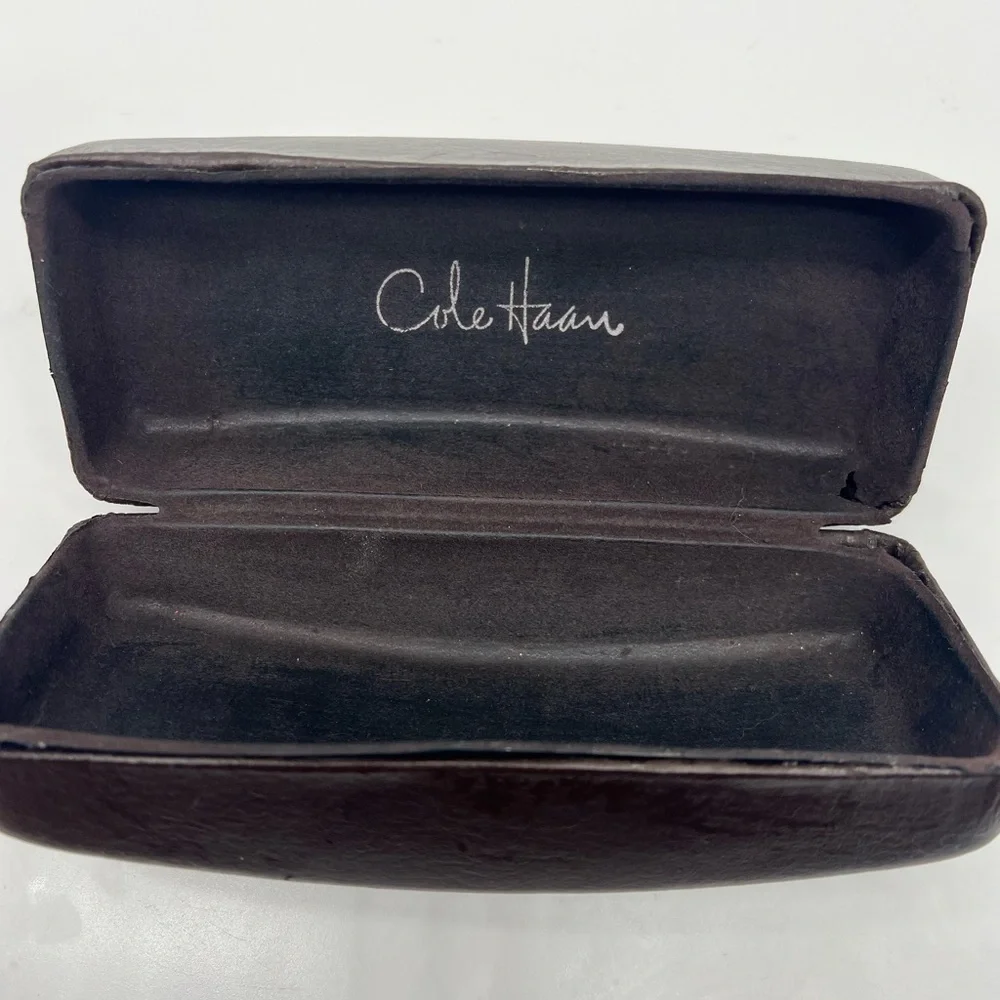 Cole Haan dark brown faux leather large sunglass case unisex